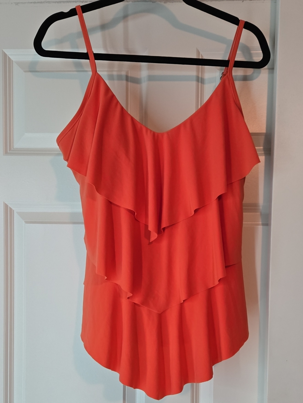 WORN ONCE Beautiful Coral Oragne Ruffled Swim Top